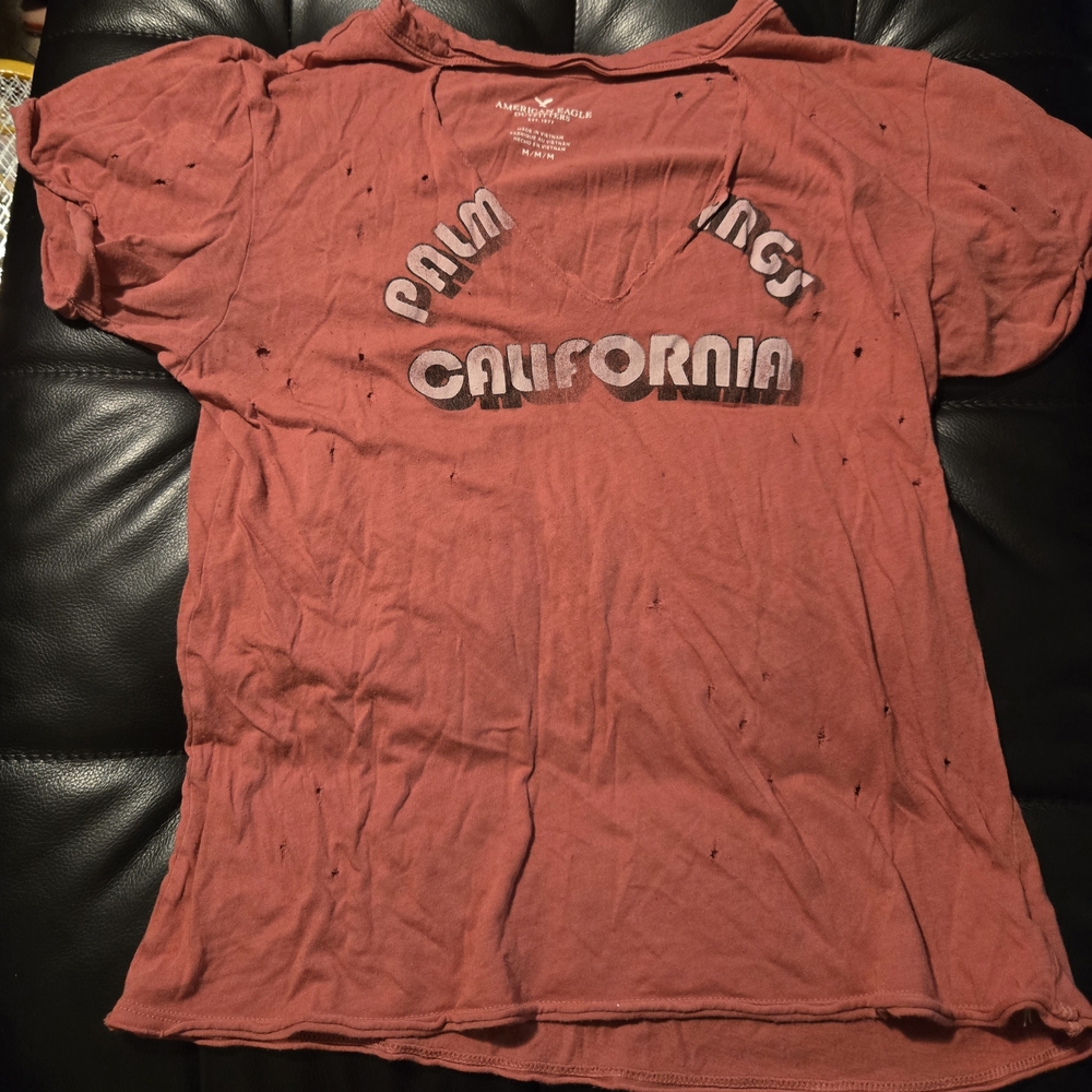 Lucky Brand Red Distressed T Shirt